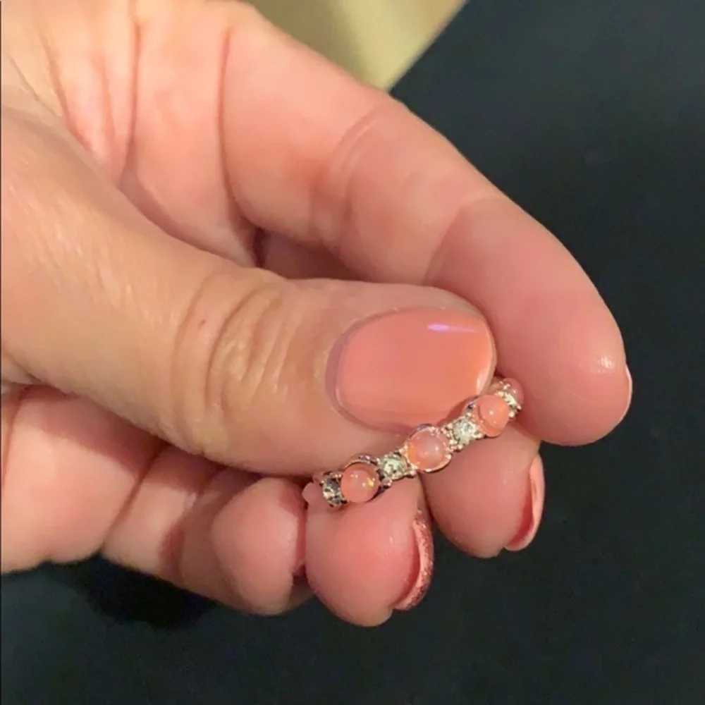 Rose Gold plated CZ opal Wedding Band sizes 6 &10